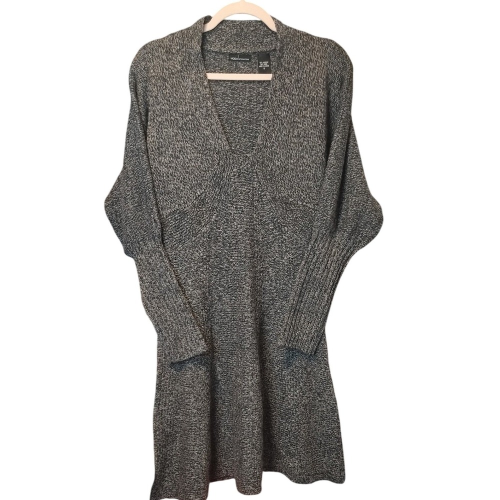 Moda International Marled Knit V Neck Long‎ Dolman Sleeve Sweater Dress Size S